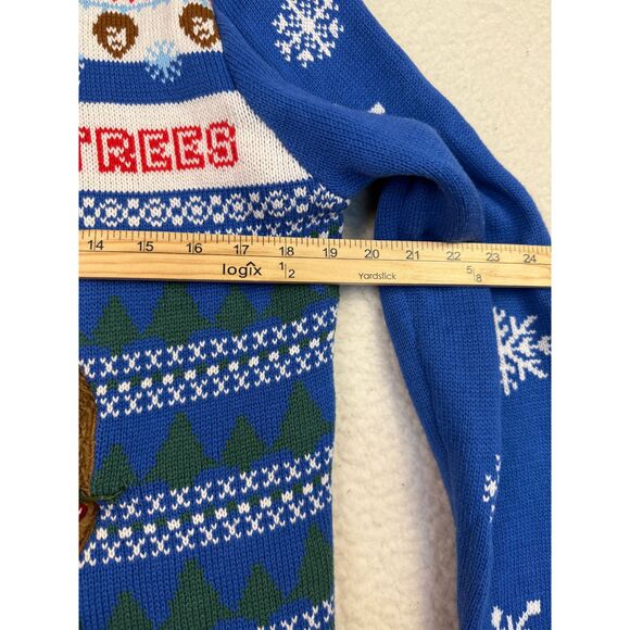 Spencers Christmas Sweater Bob Ross Embroidered Graphic Knit Pullover Lights M - Picture 5 of 7